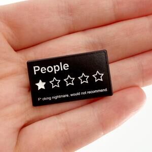 People One Star Review Pin Badge: Funny Anti-Social Pin
